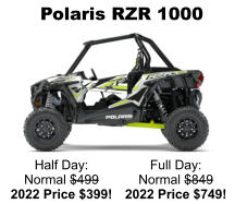 Polaris RZR 1000 2 seat For Rent At St. Anthonys Dunes