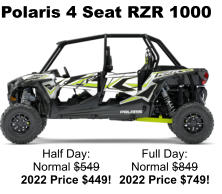 Polaris RZR 1000 4 seat For Rent In Idaho Close To Yellowstone.